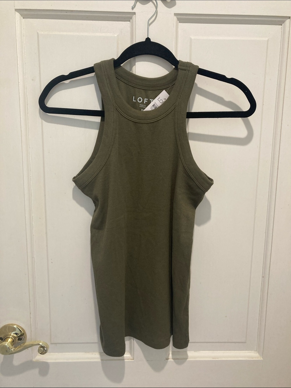 LOFT Olive Ribbed Racerback Tank